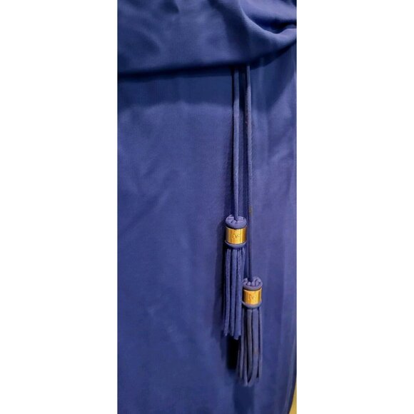 Diane Von Furstenberg Blue Long Sleeve 1/4 Button Tassel Belt Gyls Dress Sz 6 - Picture 3 of 10